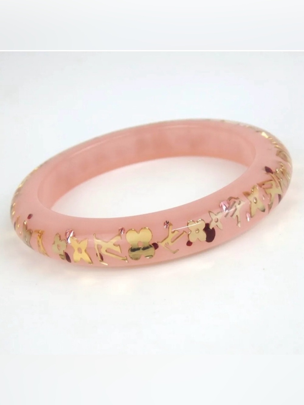 Authentic Louis Vuitton Blason Resin Bracelet Bangle – Light Pink & Gold – EUC